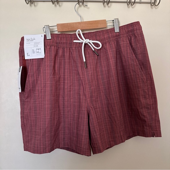 Goodfellow & Co Other - Goodfellow Men's Red Striped Swim Trunks with Liner size L NWT